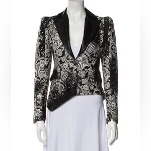 Elegant Black and White Paisley Blazer